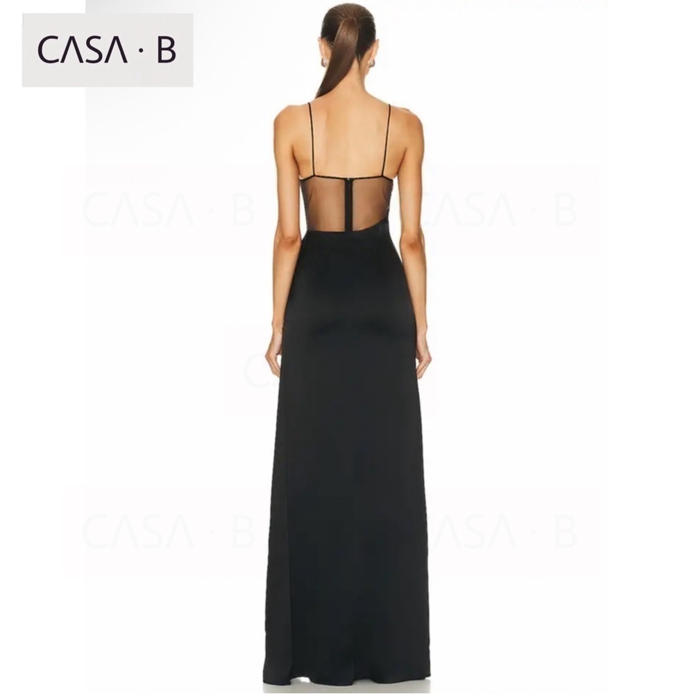 NEW💫CASA B| Starfish Bustier High Slit Draped Gown in Glamorous Black - Picture 12 of 14
